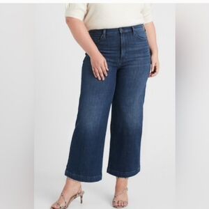 Banana Republic High Rise Wide Leg Crop Jeans Size 31 Dark Wash
